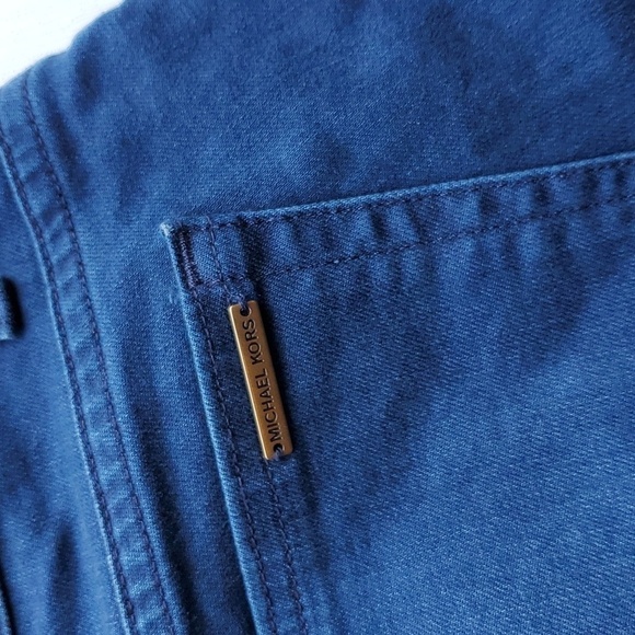Michael Kors Dark Blue Denim Izzy Skinny Jeans Raw Hem 8 NWT - Picture 4 of 8